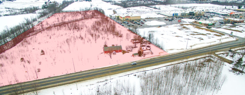 Aerial of Anne and Eric Strain Property with Highlighted subject area - owen sound