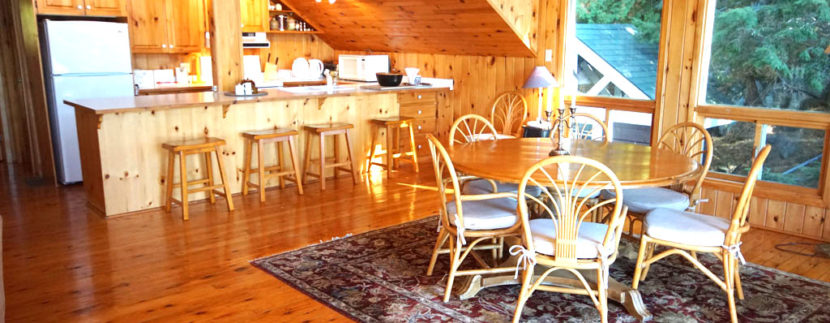 Boathouse living area dining and kitchen