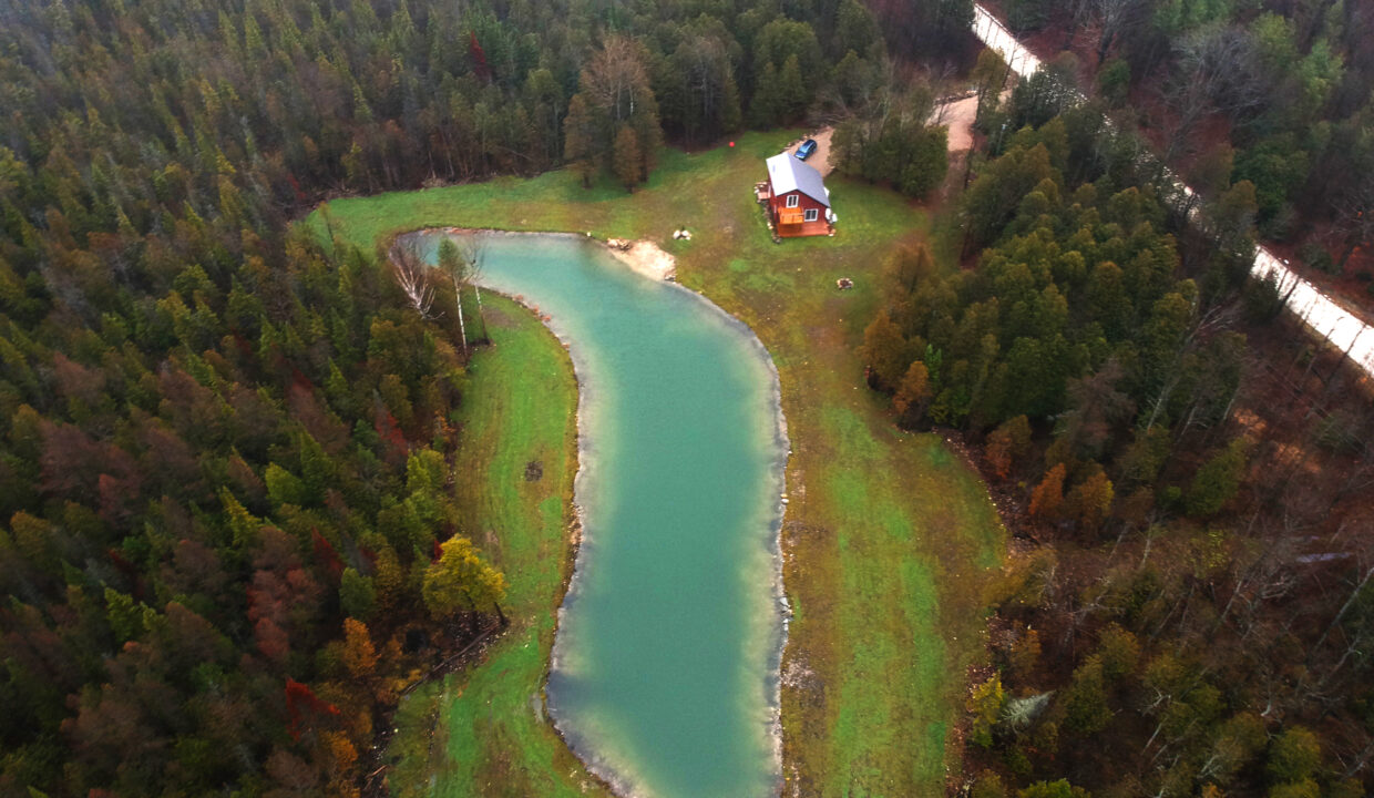 aerial pond and house