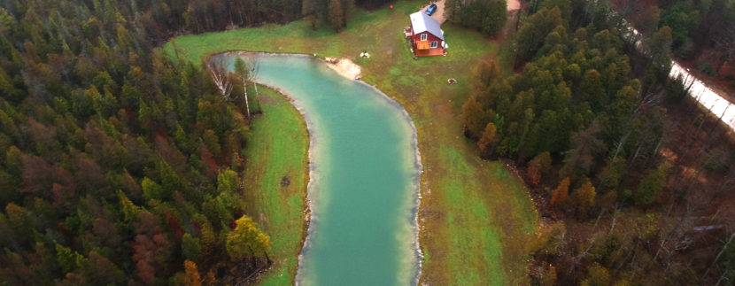 aerial pond and house