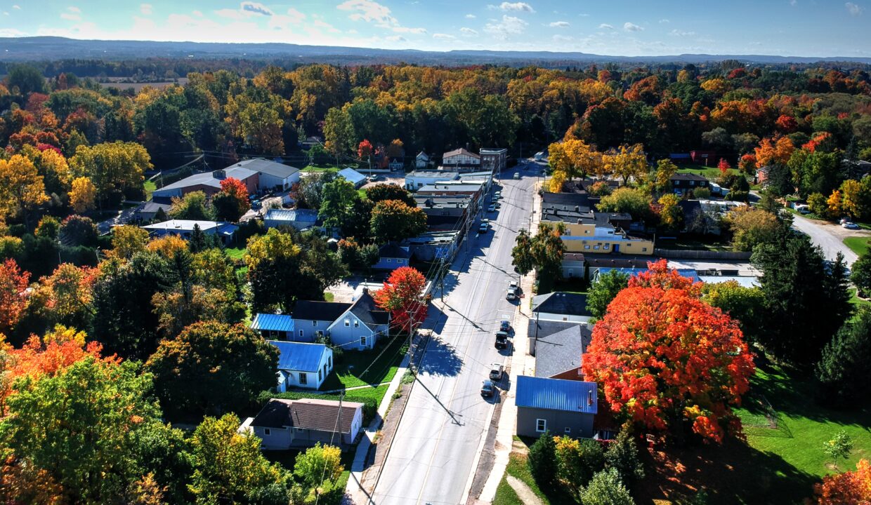 Clarksburg Aerial Downtown Fall