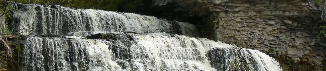 Jones Falls waterfall in Pottawatomi Conservation Area Grey County Ontario