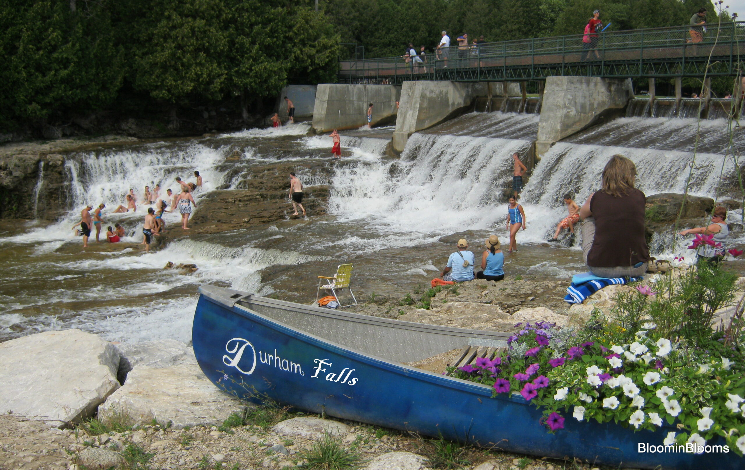McGowan Falls wide cascade on Saugeen River Durham Grey County Ontario