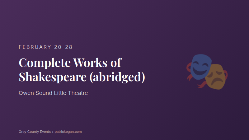 Shakespeare Abridged Owen Sound Little Theatre February 2026